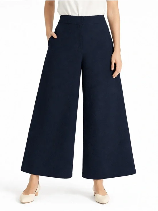 MM.LAFLEUR Dark Navy Wide Leg Pants Size 6 Career Office Workwear - Picture 1 of 10